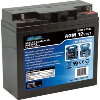 NPower Sealed Lead Acid Battery   AGM Type, 12V, 22 Amps
