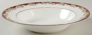 Royal Doulton Winthrop Large Rim Soup Bowl, Fine China Dinnerware   Red Edge, Go