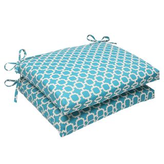 Set Of Two Pillow Perfect Outdoor Hockley Teal Seat Cushions (18.5 By 16) (Teal, white Closure Sewn seam UV protection Yes Weather resistant Yes Care instructions Spot clean or hand wash fabric with mild detergent Dimensions 18.5 inches long x 16 inc