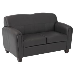Office Star Products Pillar Espresso Faux Leather Loveseat Chair With Cherry Finish On Legs