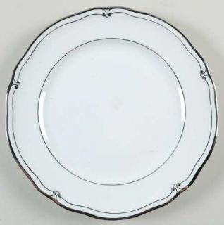 Furstenberg Corona Salad Plate, Fine China Dinnerware   Platinum Trim, Rim  Shap