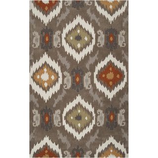 Hand tufted Ikat Taupe Stone Rug (36 X 56)