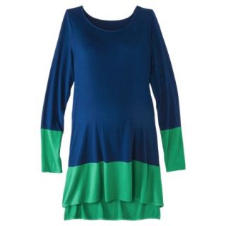 Liz Lange for Target Maternity Long Sleeve Boot Neck Top   Blue/Green XL