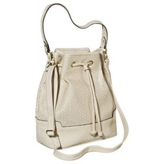 Merona Perforated Bucket Handbag with Removable Strap   White