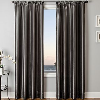 Sedro Solid Faux Silk Rod Pocket Curtain Panel, Grey