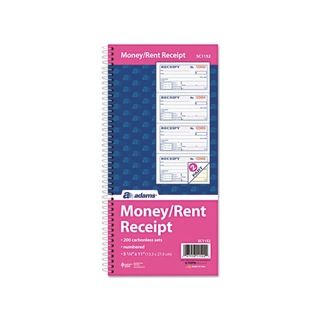 Adams Two part Rent Carbonless 200 Forms Receipt Book (2.75 X 4.75) (Blue/white paper/ black print/ canary copy paperCopy types Carbonless duplicateWeight 8 ounces200 formsForm size 2.75 inches x 4.75 inchesSheet size 5.25 inches x 11 inches Model AB