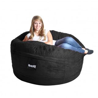 Black Microfiber And Foam Bean Bag Chair (5 Round) (BlackMaterials Durafoam foam blend, microsuede outer cover, cotton/poly inner linerStyle RoundWeight 55 poundsDiameter 60 inches high x 60 inches wide x 34 inches deepFill Durafoam blendClosure Zip