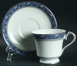 John Aynsley Blue Mist Footed Cup & Saucer Set, Fine China Dinnerware   Light Bl