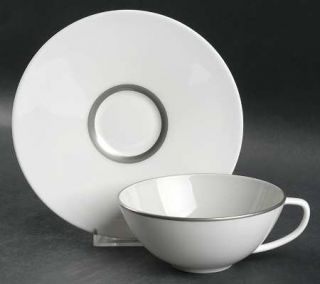 Calvin Klein Chromatic Flat Cup & Saucer Set, Fine China Dinnerware   Pastel Col