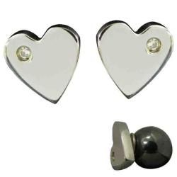 Magnetic Heart Cubic Zirconia Stainless Steel Earrings