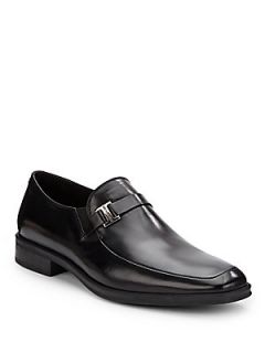 Pivetto Leather Square Toe Loafers   Black