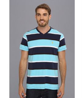 U.S. Polo Assn Striped V Neck T Shirt Mens T Shirt (Brown)