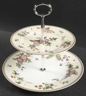 Wedgwood Fleur 2 Tiered Serving Tray (Dp, Sp), Fine China Dinnerware   Pink Flow