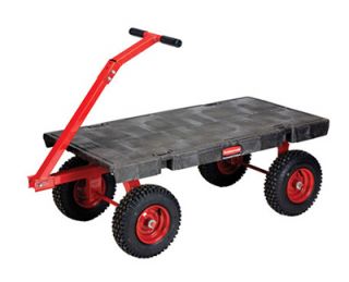 Rubbermaid 5th Wheel Wagon Truck   24x48 2000 lb Capacity, 12 Castors/Wheels, Black