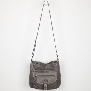 Washed Faux Leather Hobo Bag Grey One Size For Women 228586115
