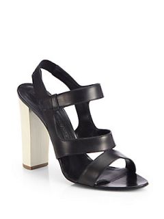 Narciso Rodriguez Leather Chunky Heel Sandals   Black