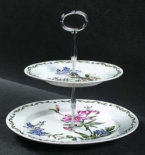 International Terrace Blossoms 2 Tiered Serving Tray (Dp, Sp), Fine China Dinner