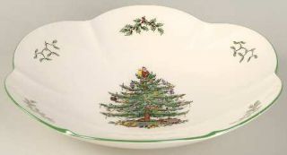 Spode Christmas Tree Green Trim 11 Daisy Bowl, Fine China Dinnerware   Newer Ba