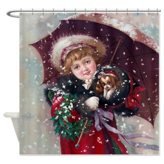  Cute Christmas Girl Shower Curtain  Use code FREECART at Checkout