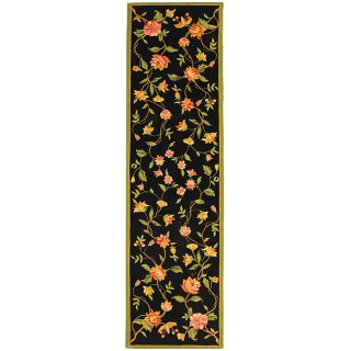 Hand hooked Garden Black Wool Runner (26 X 8) (BlackPattern FloralMeasures 0.375 inch thickTip We recommend the use of a non skid pad to keep the rug in place on smooth surfaces.All rug sizes are approximate. Due to the difference of monitor colors, som