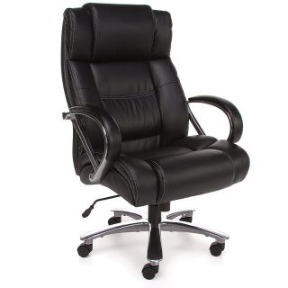 Ofm Big And Tall Executive Chair   19 To 23 1/2 Seat Height   Leather   Black