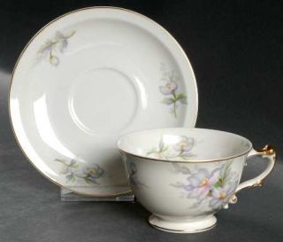 Meito Pastelle Orleans (F & B Japan) Footed Cup & Saucer Set, Fine China Dinnerw