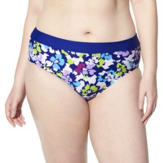 Womens Plus Size Bikini Swim Bottom   Cobalt Blue/Multicolor 24W