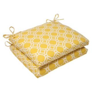 Outdoor 2 Piece Square Seat Cushion Set   Yellow/White Rossmere Geometric