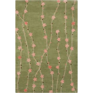 Filament Green Floral Wool Rug (5 X 76)