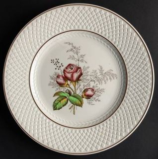 Spode Mansard Rose Red Luncheon Plate, Fine China Dinnerware   Mansard Shape, Ro