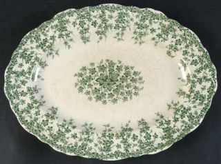 Crown Ducal Early English Ivy Green 12 Oval Serving Platter, Fine China Dinnerw
