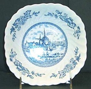 Johnson Brothers Tulip Time Blue (White Background) Square Cereal Bowl, Fine Chi