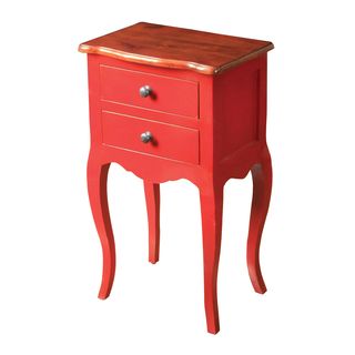 Red Finish Accent Chest With Honey Finish Top