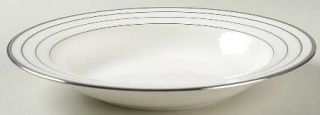 Mikasa Platinum Links Large Rim Soup Bowl, Fine China Dinnerware   Silver Bands,