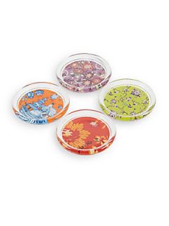 Floral Glass Coaster/Set of 4   No Color