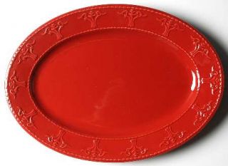  Athena Red 14 Oval Serving Platter, Fine China Dinnerware   All Red,Em