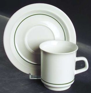 Anchor Hocking Greenhouse Flat Cup & Saucer Set, Fine China Dinnerware   Green B