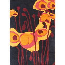 Handmade Tufted Black Tulip Wool Rug (8 X 10)