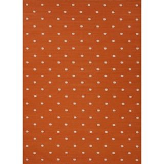 Flat Weave Geometric Red/ Orange Wool Rug (9 X 12)