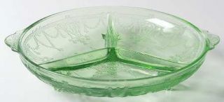 Anchor Hocking Cameo Green 3 Part Relish Dish   Green, Depression Glass