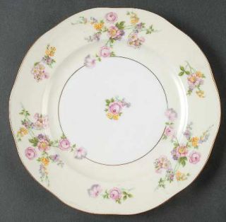 Baronet Sylvia Salad Plate, Fine China Dinnerware   Pink,Yellow,Purple Flowers,C