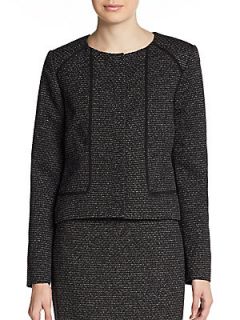 Breonna Cropped Tweed Jacket   Black Tweed