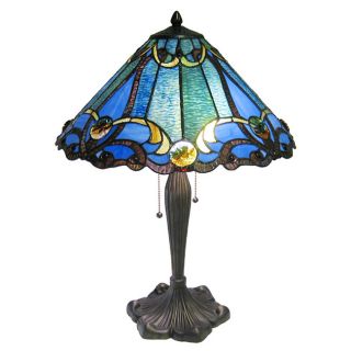 Tiffany style Victorian 2 light Bronze Table Lamp
