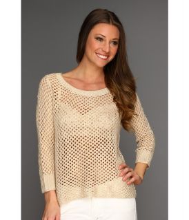 kensie Honeycomb Knit Sweater Womens Sweater (Khaki)