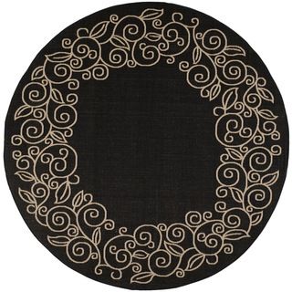 Safavieh Indoor/outdoor Courtyard Black/beige Stain resistant Rug (710 Round