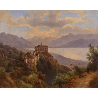 Zsigmond Bubics Monastery By Lake Maggiore Oil On Canvas Art