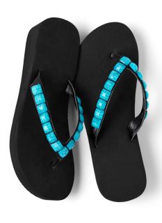 Catherines Plus Size Summer Stone Flip Flop   Womens Size XL, Turquoise