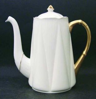 Shelley Regency Coffee Pot & Lid, Fine China Dinnerware   Dainty Shape,Gold Trim