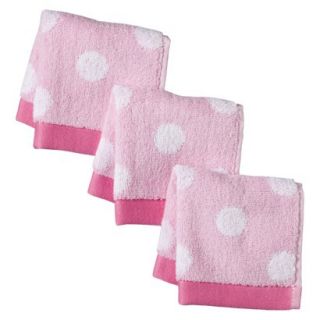 Circo Newborn Girls 3 Pack Dot Washcloth Set   Pink