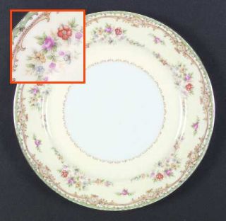 Noritake N232 Dinner Plate, Fine China Dinnerware   Green&Yellow Scroll Border,F